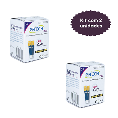 Kit 2 Frascos Tiras Reagentes G-Tech Free 1 Frasco C/ 50 Tiras - 100 total