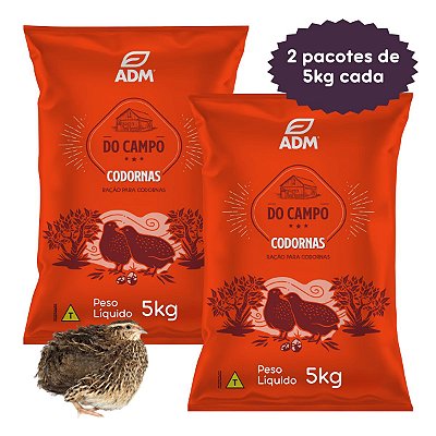 Kit 2 un DO CAMPO CODORNAS Ração para Codornas 10kg