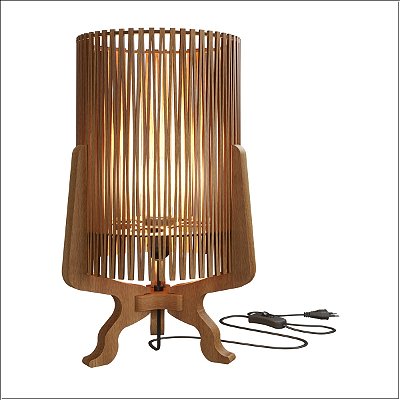 Luminária Domus De Mesa MDF Laminado Freijó 44cm X 27cm Ofertamo Madeira Natural