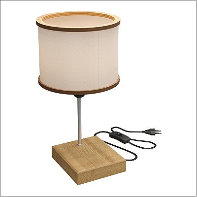 Luminária Lumen Cupula MDF Laminado Acetato e Tecido 22cmx19cm Ofertamo Madeira Natural