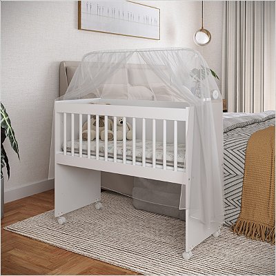 Mini Berço Moisés Multifuncional Em MDF C/ Colchão - Branco