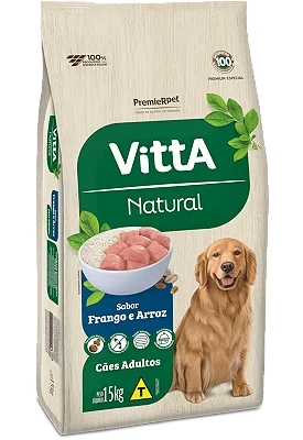 Vitta Natural Cães Adultos Frango e Arroz 15kg
