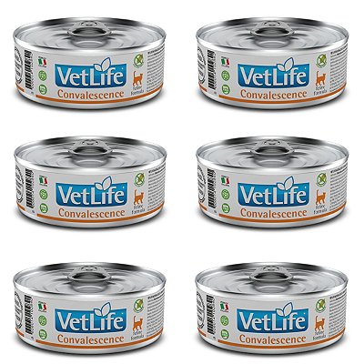 Kit c/ 6 Vet Life Convalescence Ração Úmida p/ Gatos 85g