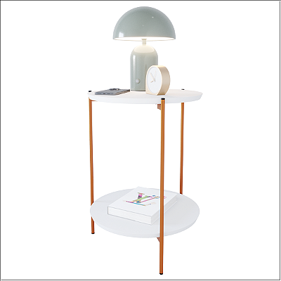 Mesa De Apoio Lateral Duda Branco/Bronze