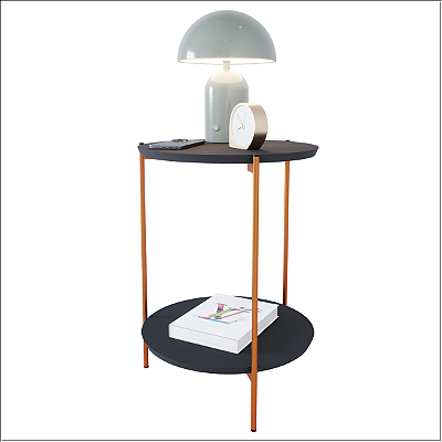 Mesa De Apoio Lateral Duda Preto/Bronze