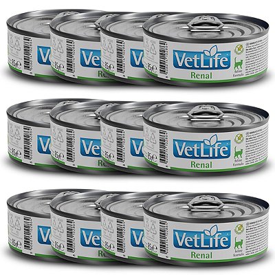 Kit c/ 12 Vet Life Renal Ração Úmida p/ Gatos 85g