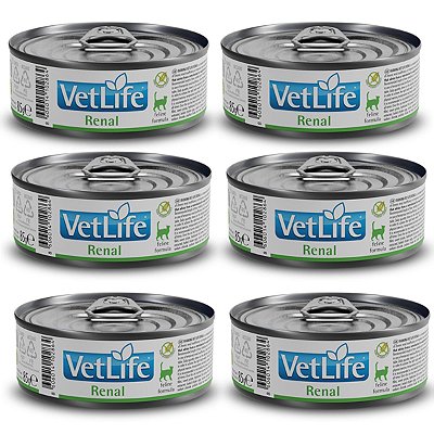 Kit c/ 6 Vet Life Renal Ração Úmida p/ Gatos 85g