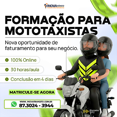 Curso Formação Mototaxista 100% Online