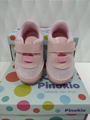Tênis Cecília para bebê com velcro - Rosa com Brilho