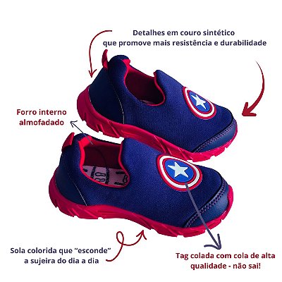 Tênis Sem cadarço - Calce fácil - Capitão América