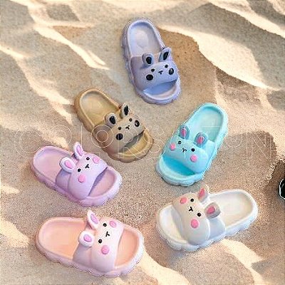 Chinelo infantil coelho EVA cores variadas Tam 22BR a 29BR Presente
