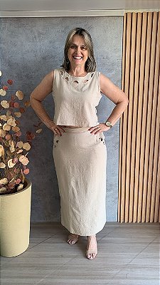 Conjunto de Saia Midi com Cropped