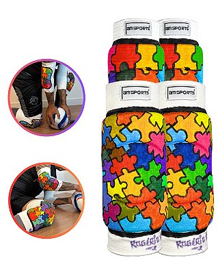 Kit Joelheira e Cotoveleira Personalizada Autismo