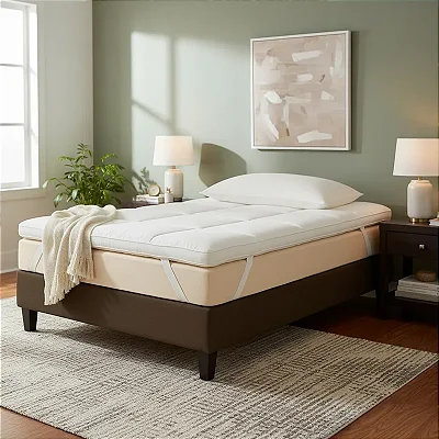 Pillow Top Solteirão Premium Confort Dupla Face 200 Fios Branco 100x200x6cm -  Lavável em Máquina