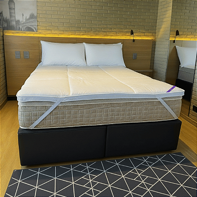 Pillow Top King Premium Confort Dupla Face 200 Fios Branco 195x203x6cm -Lavável em Máquina