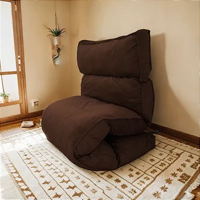 Futon Almofada Dobrável de Espuma Solteiro - 70x170x12cm - Café