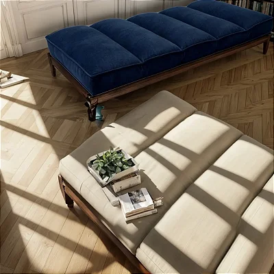 Futon Almofada Dobrável de Espuma Solteiro - 70x170x12cm - Azul Marinho