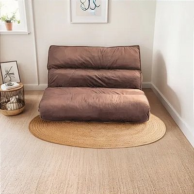 Futon Casal 2 Lugares Sofá Cama Reclinável Sued Rosê 128x188cm -Lavável em Máquina