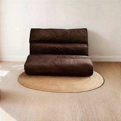 Futon Casal 2 Lugares Sofá Cama Reclinável Sued Marrom 128x188cm -Lavável em Máquina