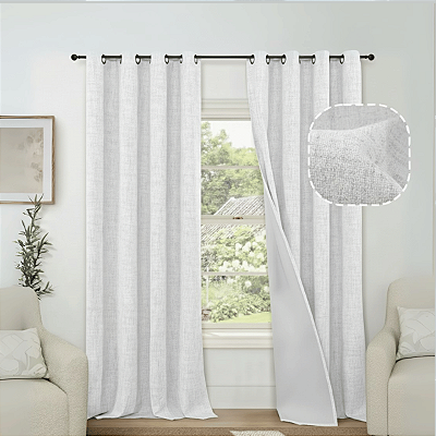 Cortina Blackout Linho Vedação 100% 300x220cm-Branca Indicado Varão até 2m- Lavável em Máquina - Ilhos de Alta Pressão Não Solta