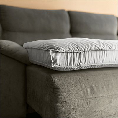 Pillow Top Sofá Confort Flat Cinza Retrátil e Reclinável  Lavável  em Máquina 240x110x10cm
