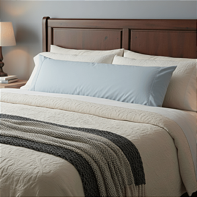 Travesseiro Body Confort 40x135cm Com Capa Azul 400 Fios Travesseiro de Corpo