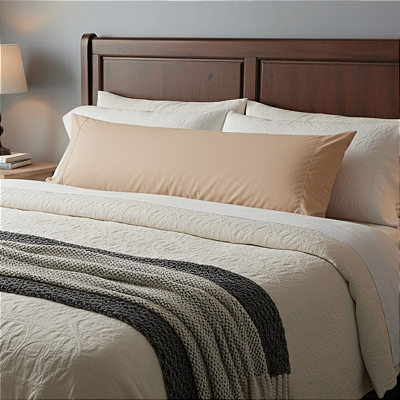 Travesseiro Body Confort 40x135cm Com Capa Avelã 400 Fios Travesseiro de Corpo