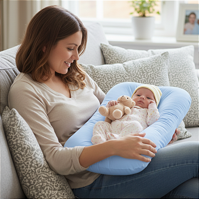 Aconchego do Bebê Confort Baby 90x67 + Capa Azul Dupla Face com Ziper Lavável em Máquina