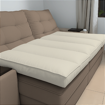 Pillow Top Sofá Retrátil Confort Wavy Castor 190x90x12cm Dupla Face Lavável em Máquina