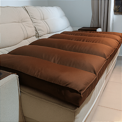 Pillow Top Sofá Confort Wavy Marrom 140x70x12cm Dupla Face Lavável em Máquina