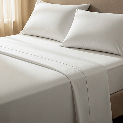 Jogo Lençol Hotelaria 200 fios Algodão Branco Lavagem Industrial Produto Hipoalergênico e Durável