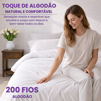 Capa Edredom Duvet com Zíper e amarração interna 200 Fios Algodão