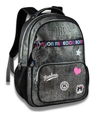 Mochila Rebecca Bonbon Preto Brilhante Fashion Girls Clio