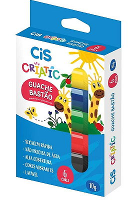 Tinta Guache Bastão 6 Cores  - Cis