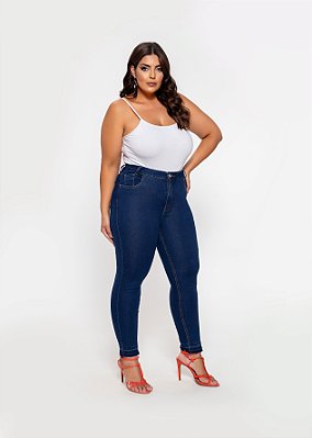 Calça Feminina Skinny Bainha Desmanchada Plus Size