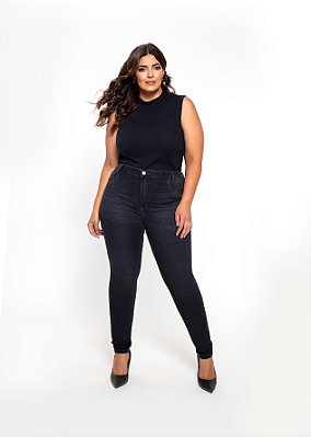 Calça Feminina Skinny Cetim Black Lycra Plus Size