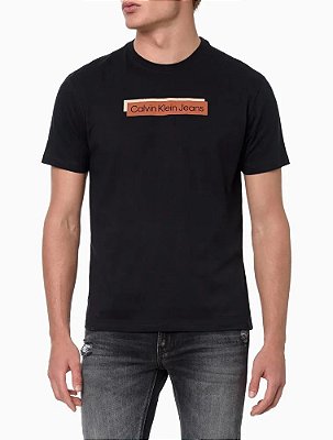 Camiseta Masculina Manga Curta Logo Double Sripe CK CM4OC01TC426