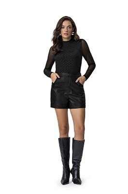 Body Manga Longa de Tule Glitter Endless E15454