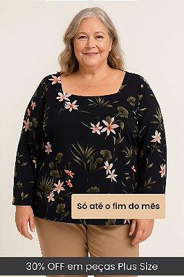 Blusa Feminina Manga Longa Plus Sizer Ref S00703