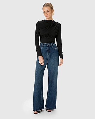 Blusa Justa Feminina Manga Longa Franzido Lateral Malha Conforto Dry  1000133107