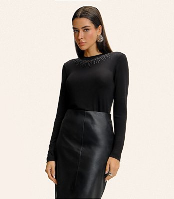 Blusa Feminina Manga Longa em Visco Tricot Endless E15983