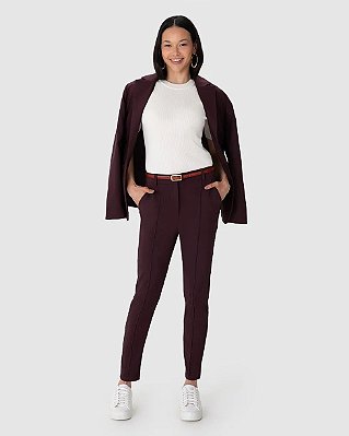 Calça Slim Feminina Alfaiataria Em Viscose Com Elastano 1000124734