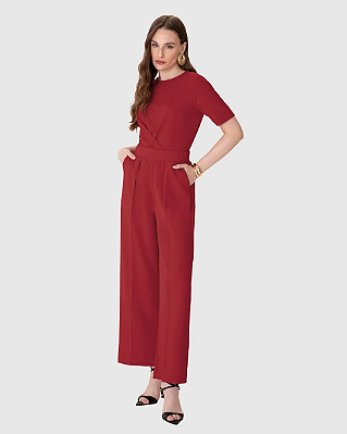 Calça Feminina Reta Bolso Faca Em Malha Creponada 1000136865