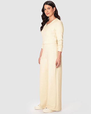 Calça Wide Leg Feminina Em Moletom Linho 1000138305