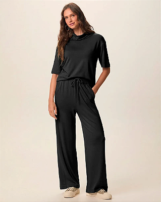 Conjunto Feminino Blusa Gola Alta E Calça Bolso Faca Em Moletinho De Viscose 1000138567