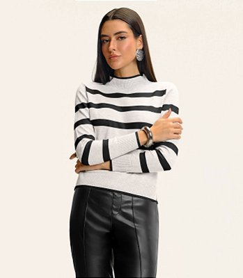 Blusa Feminina Tricot Listrado  e15940