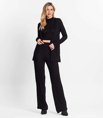 Trijunto Feminino Regata Cardigan E Calça E15022