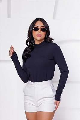 Manga Longa Gola Alta Preta