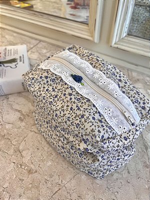 Necessaire Vintage Floral Azul