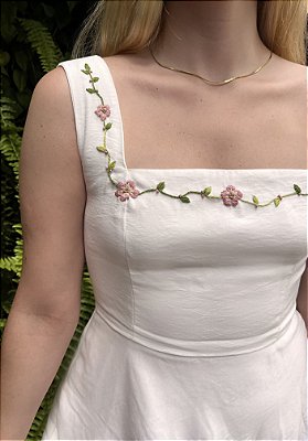Vestido Celine Bordado Off White